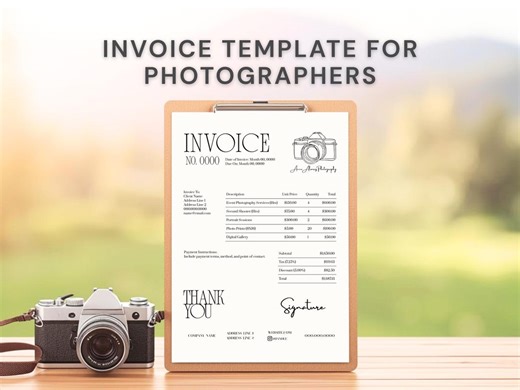 Canva Invoice Template for Photographers | Printable, Customizable, Editable, Fillable Business Form | Elegant, Minimalistic Style - Etsy