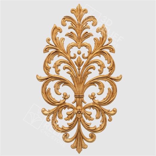Baroque Floral Ornament STL File for CNC Wood Carving Decor - Etsy