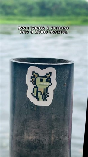 How to turn 3 stickers into a living walking pixel art monster! 😅 #Stopmotion #stickers #pixelart