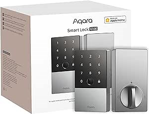 Aqara Smart Lock U100, Fingerprint Keyless Entry Door Lock with Apple Home Key, Touchscreen Keypad, Smart Electronic Deadbolt, IP65 Weatherproof, Supports Apple HomeKit, Alexa, Google, IFTTT, Silver