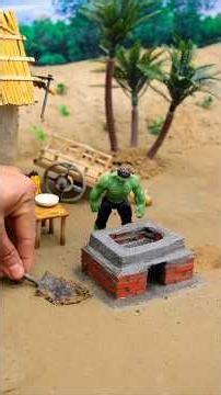 Tiny Chef's Big BBQ! 👨‍🍳🔥 Making a Miniature Outdoor Grill |Hulk Helps Build a Mini Brick Stove! 🧱💪