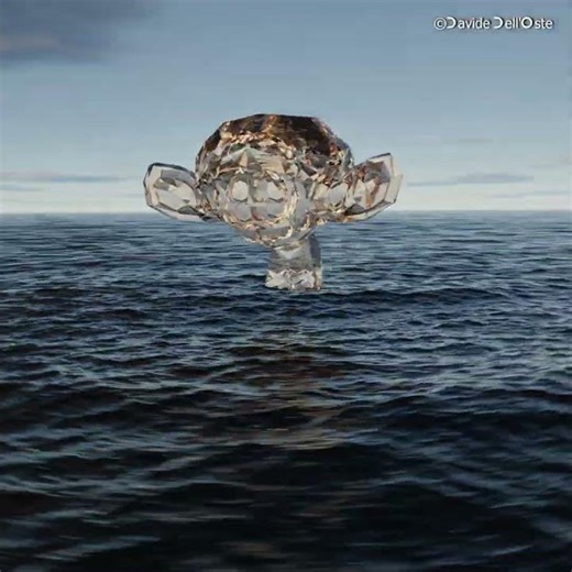 Suzanne in the OCEAN made in Blender (Simulation)