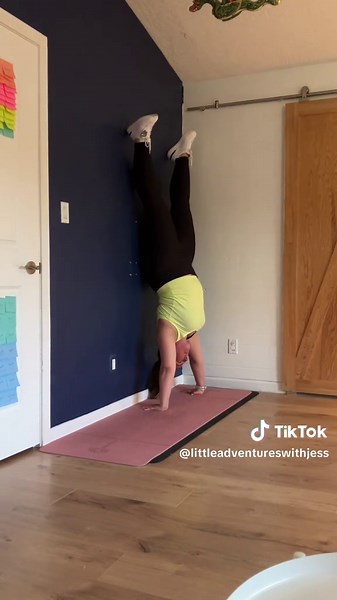 Baby steps! Long long way to go but built some stability in my arms and a little more control of my legs! (My husband is a saint for helping me!) #handstandpractice #handstand #75medium #100daychallenge