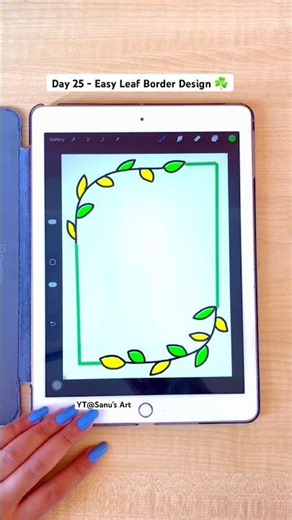 Day 25 - Easy Leaf Front Page Border Design | Aesthetic Cover Page Design #shorts