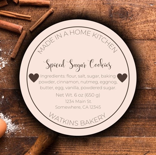 Custom Pink Cottage Bakery Labels: Personalized Homemade Food Ingredient Stickers for Small Home Bakeries and Farmers Markets - Etsy