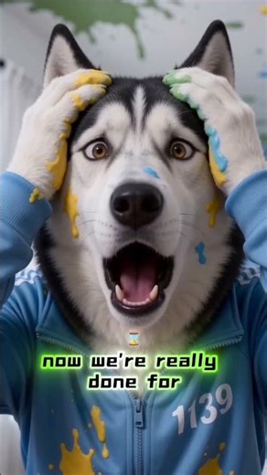 The Husky and the little yellow chick cleverly surprised Rumi #dog #funny #kpop #animals