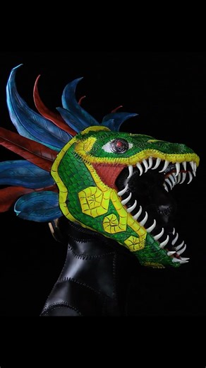 Carving and stitching a new Aztec inspired leather headdress