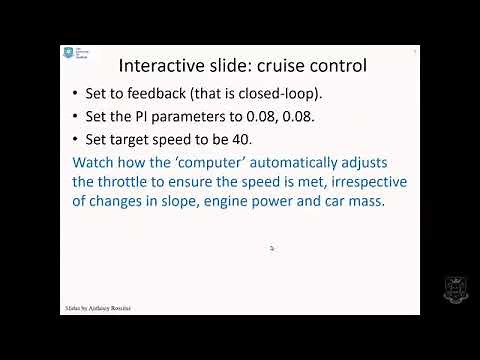 Introduction to modelling and control 4: PI feedback