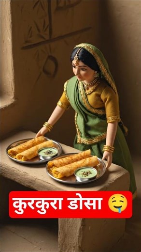 Miniature Doll Masala Dosa Eating ASMR | Cute Village Couple Tiny Kitchen #miniature #cooking #viral