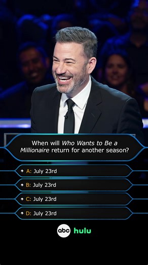 July 23rd is our final answer and we're locking it in! #WhoWantsToBeAMillionaire will be back with an all-new season hosted by Jimmy Kimmel! 🙌