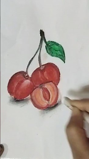 How to draw cherries/simple and beautiful drawing 🍒