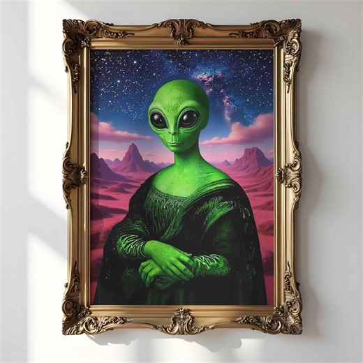 Alien Mona Lisa Print; Sci Fi Renaissance Parody Poster, Surreal Space Wall Art (digital Download) - Etsy