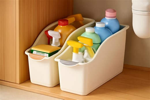 Curved Plastic Storage Bins Set - Multipurpose Home Organization Boxes for Cleaning Supplies & Household Essentials - Etsy
