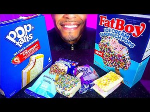 ASMR POP TARTS BIRTHDAY CAKE ICE CREAM SANDWICH SPRINKLES POPS EATING SOUNDS MUKBANG