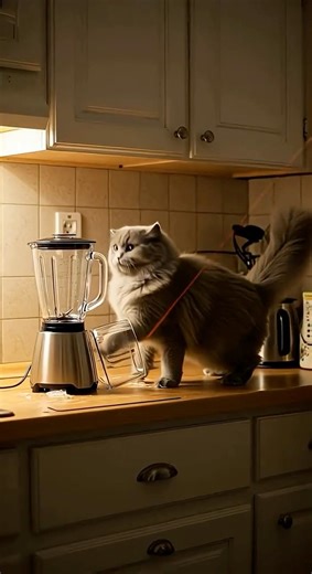 Cat Chaos on the Counter! 😹 #cat #blender #funny #viral #cute #pets #fyp #explorepage #blender
