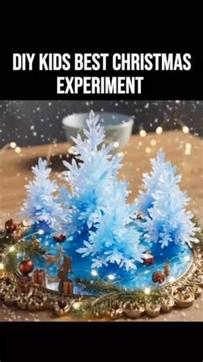 🎄❄️ **DIY Crystal Christmas Trees – The BEST Kids’ Winter Science Experiment!** ✨🌲 (Just like the icy blue crystal trees in your picture!) 🎨 **What You’ll Need:** Cardboard or thick paper (to cut out tree shapes) Scissors Baking soda Very warm water Blue food coloring Shallow tray or plate Dropper or spoon Optional: glitter for extra sparkle ✨ 🪄 **How to Make It:** 1️⃣ Cut two identical cardboard trees. Make a slit halfway up one tree and halfway down the other—slide them together to make a 