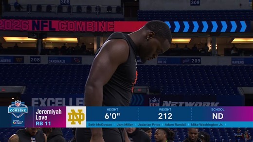 Jeremiyah Love runs official 4.36-second 40-yard dash at 2026 combine
