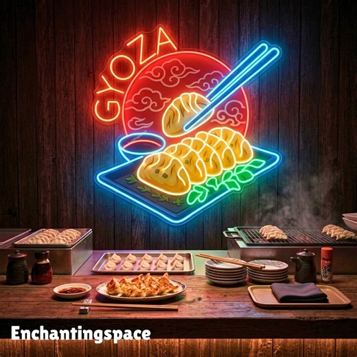 Gyoza Neon Sign, LED Wall Art for Japanese Restaurant or Ramen Bar Decor - Etsy