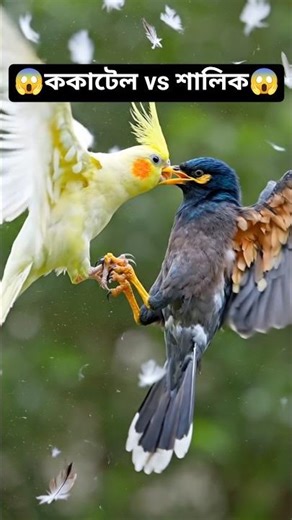 Cockatiel vs Myna😱Who Wins?🔥 #birds #cockatiel #fighting #piku