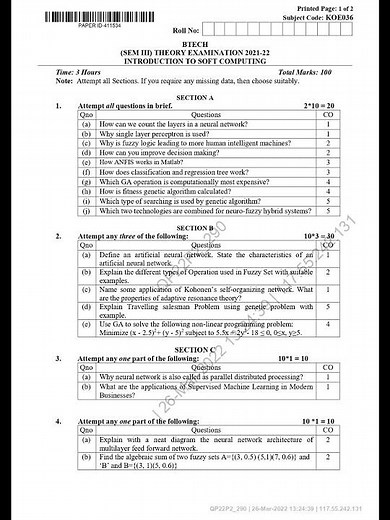 INTRODUCTION TO SOFT COMPUTING KOE-036 |AKTU BTECH 3RD SEMESTER 2022|