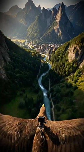 Eagle POV Flying Over Mountains and Waterfalls 🦅
