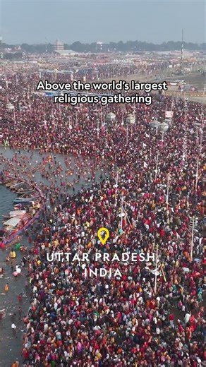 National Geographic History on Instagram: "400 million people attended the world's largest gathering, India's Mahakumbh Mela, and Nat Geo photographer and Explorer @geosteinmetz was there to capture this footage featured in our Pictures of the Year 2025. Every 12 years, an enormous tent metropolis is temporarily erected for pilgrims celebrating the Hindu festival of Kumbh Mela and seeking absolution at the Ganges and Yamuna rivers. This year's festival was particularly significant, occurring dur