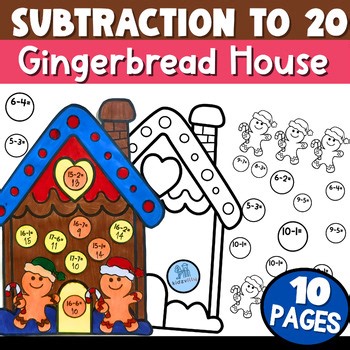 Gingerbread House Subtraction to 20 Math Craft | Gingerbread House Math Craft