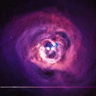 Perseus cluster's supermassive black hole is singing. Chandra's X-rays caught its pressure waves rippling through million-degree gas; sonified 57 octaves up into this haunting rumble.Recorded by NASA's Chandra X-ray Observatory.