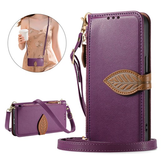 Samsung Galaxy S26 S25 S24 Plus Ultra edge Wallet Case Flower Leaf Fashion Zipper Flip Long Strap Shatterproof Luxury Phone Cover | Lazada PH