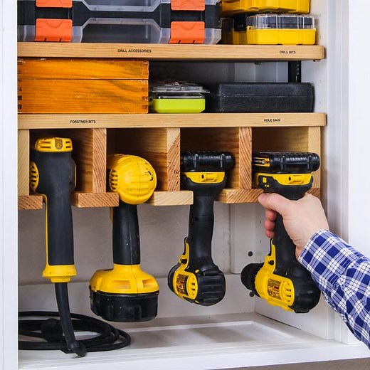 DIY Drill Holder (Cordless Drill Storage Rack Plans) | Saws on Skates®