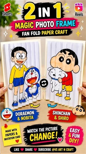 2in1 Doraemon & Shinchan Photo Frame #nostalgia #anime #trending #shorts #ytshorts #craft #viral #vs