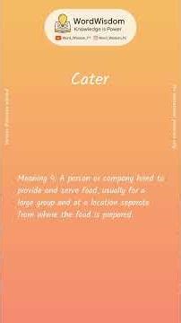 What does "Cater" mean? | English vocabulary shorts | #cater #wordwisdom