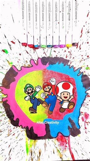 Mario, Luigi with Toad Colorful Blast Paint Art ✨🤯🎨 || SuperMario #mario #luigi