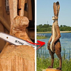 8M views · 21K reactions | DIY Wooden Rabbit You Can Make Using A Log | Crafty Panda How | Facebook