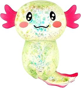 Sezua Squishy Fidget Stress Ball - Taba Squishies Squeeze Sensory Axolotl Toys, Axolotl Squishy Sugar Stress Ball Toys for Adults Kid, Glitter Salamander Gift for Party Birthday Christmas