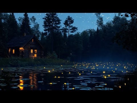 Summer Night Rain - Frogs, Crickets, Light Rain, Swamp Sounds at Night, Forest Nature Sounds