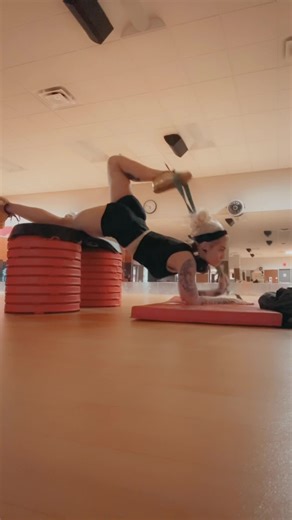 Behind the scenes of flexibility training. 🥹