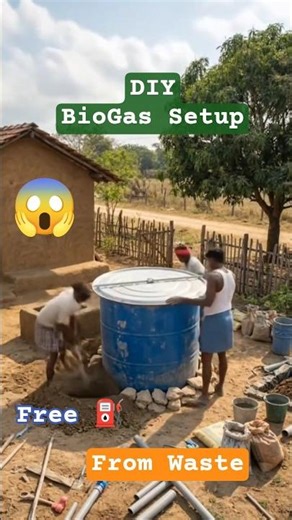 Free Gas at Home! 🔥 Turn Kitchen Waste into Biogas | DIY Backyard Biogas Plant #trending #viral