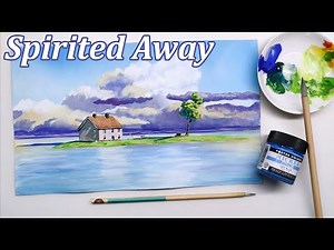 Playing with NICKER POSTER COLOUR // Painting a Ghibli Studio scene