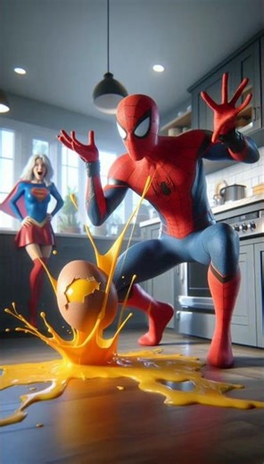 Spider-Man’s Kitchen Comeback 😱🍳 | Superhero Cooking Battle!” #shorts #spiderman #vairal