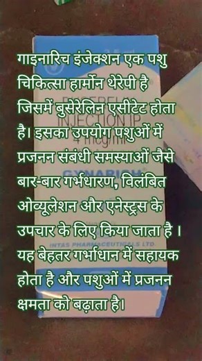 For the treatment of reproductive problems in animals such as recurrent pregnancy, delayed ovulat...