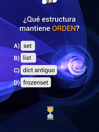 🎮 TRIVIA EXPRESS 🎮 Si tu código tuviera que “mantener el ORDEN”… ¿qué estructura eliges? 👀 A) set B) list C) dict antiguo D) frozenset 🎯 Cómo jugar: 1️⃣ Dale ❤️ 2️⃣ Comenta tu respuesta: A, B, C o D 3️⃣ Etiqueta a tu causa del bug y compártelo en historias 🔁🐛 🎁 Los 5 primeros en acertar se llevan premio sorpresa (modo query rota activado 🐛⚡) 🚀 ¿Quieres más retos y aprender SQL en serio? Comenta SQL / Data / Tech y te mando tu ruta para empezar desde cero 💜 #sql#IA#data#technews#AWS #Sm