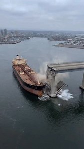 Oil Tanker Slams into an Unfinished Bridge… It Starts Collapsing A massive sea tanker drifts off course and crashes into a half-built bridge. The structure cracks, sections start breaking apart, and everyone nearby panics as debris falls into the water. Was it a serious капитан mistake… or a complete navigation failure? #tanker #ship #crash #fail #ocean | The.worldai