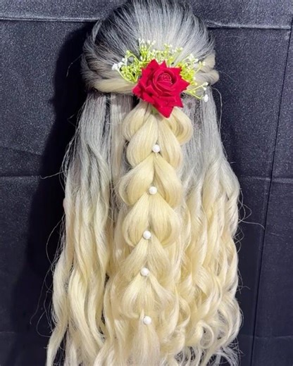 Elegant Rose Bubble Braid 🌹#hairstyles #shrtfeed #shorts #tyshorts