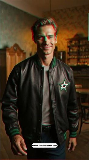 Dallas Stars-Inspired Leather Varsity Jacket | Front Star + Bold Back Patch 🖤💚