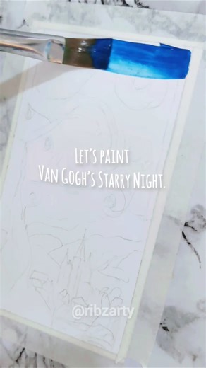 starry night painting🌃✨|easy painting ideas for beginners|