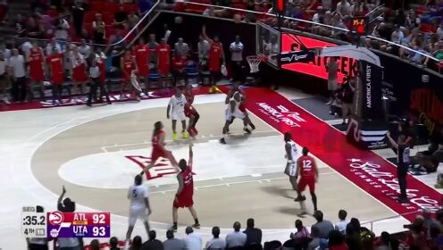 NBA全场集锦_NBA夏季联赛：老鹰102-103爵士_NBA夏季联赛：老鹰102-103爵士_眨眼间就反超马德森追身关键三分帮助球队反超