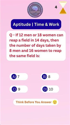 Work & Time Aptitude 🔥| Most Students Get This Work Problem Wrong ❌#youtubeshorts #shorts #ssccgl
