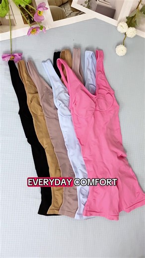 Women's Basic Solid Backless Scoop Neck Tank Shapewear Romper #bodysuit #romper #shapewear #women #seamless #lifting #shaper #tiktokshopsummerturnup #spotlightfinds