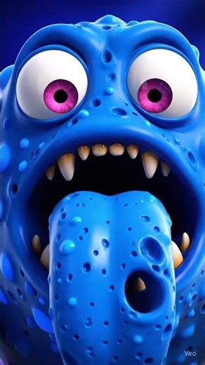 😱 Neon Blue Monster Spits Out Mini Monster | 4K HD Animation #animation #3danimation #funny #cartoon